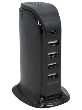 Hykker stacja ładująca USB 30W 5 portów 1x USB -C 4x USB czarna