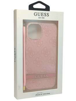 Oryginalne etui Plecki do Iphone 14 Guess With Strap róż