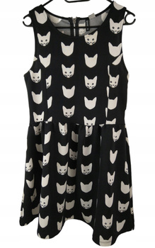 Sukienka H&M Rozmiar M Czarna w koty