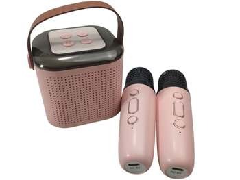 GŁOŚNIK LED KARAOKE FOREVER Y1-22 2 MIKROFONY RÓŻOWY