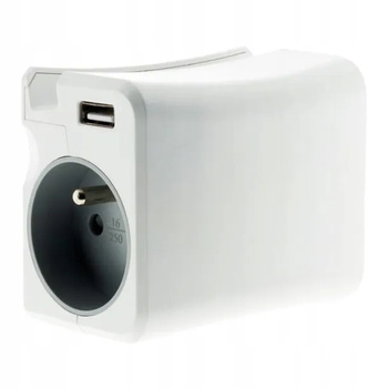 Rozgałęźnik Diall 2 gniazda z uziemieniem 16 A 2 USB + uchwyt