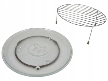 TALERZ SZKLANY 27CM Z PROWADNICĄ I RUSZTEM DO KUCHENKI MIKROFALOWEJ COCOTEC