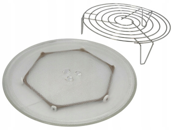 TALERZ SZKLANY 32,5CM Z PROWADNICĄ I RUSZTEM DO KUCHENKI MIKROFALOWEJ