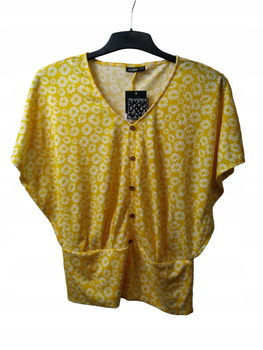 BLUZKA DAMSKA JANINA ROZMIAR 38 ŻÓŁTA W KWIATY