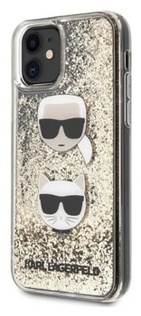 Plecki Etui Karl Lagerfeld Liquid Glitter 2 Heads - Etui iPhone 11 (złoty)