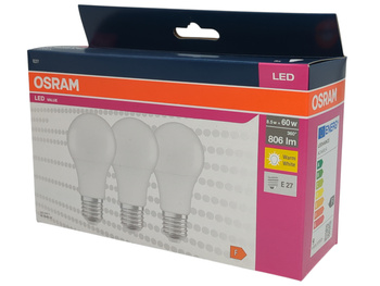 Żarówka LED Osram Value E27 8,5W 806lm 3000K 3-pak