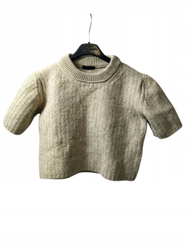 SWETER DAMSKI Z KROTKIM RĘKAWEM MASSIMO DUTTI ROZMIAR S BEŻOWY