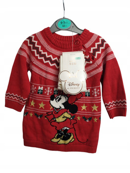 SWETEREK BOŻONARODZENIOWY DLA DZIEWCZYNKI 0-3M MYSZKA MINNIE PRIMARK 62CM