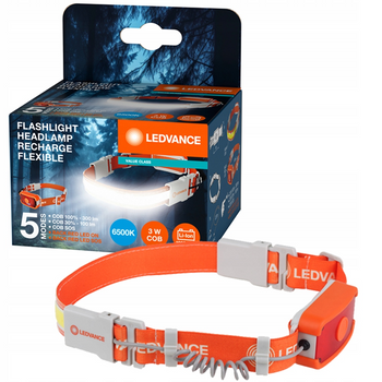 Czołowa akumulatorowa Latarka LED, pasek COB z czerwonym światłem SOS