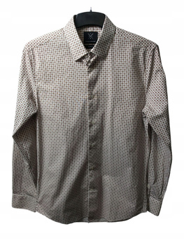 KOSZULA MĘSKA PAKO LORENTE ROZMIAR M BRĄZOWA W KRATKĘ