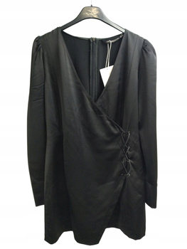 SUKIENKA KOPERTOWA Z WIĄZANIEM ZARA ROZMIAR M CZARNA