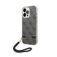 Etui Guess 4G Print Cord ze smyczką do iPhone 14 Pro Max czarne