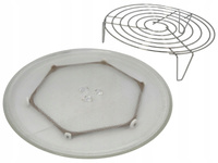 TALERZ SZKLANY 32,5CM Z PROWADNICĄ I RUSZTEM DO KUCHENKI MIKROFALOWEJ