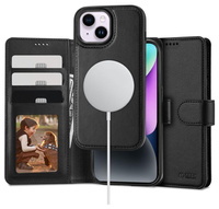 Etui Tech-Protect Wallet MagSafe do iPhone 15 Plus Czarne skórzane