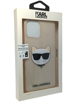 Karl Lagerfeld Choupette Head Glitter - Etui iPhone 12 Pro Max (złoty)