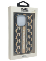 Oryginalne etui Plecki do Iphone 14 Pro KARL LAGERFELD czarno beżowy