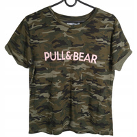 T-SHIRT DAMSKI PULL&BEAR ROZMIAR L WOJSKOWA MORO