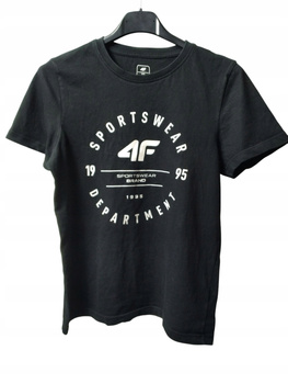 T-SHIRT DZIECIĘCY 4F ROZMIAR 152 CZARNY Z NADRUKIEM