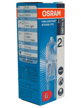 Żarówka halogenowa Osram Halostar Starlite GY6.35 35W 12V