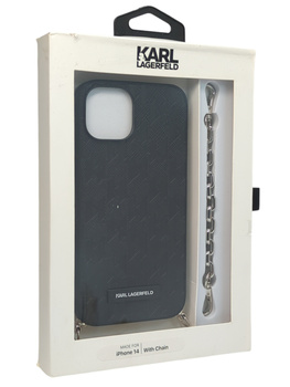 Oryginalne etui Plecki do Iphone 14 Karl Lagerfeld With Chain czarny
