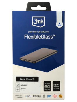 Szkło hybrydowe 3mk FlexibleGlass Apple iPhone 15 ochrona ekranu